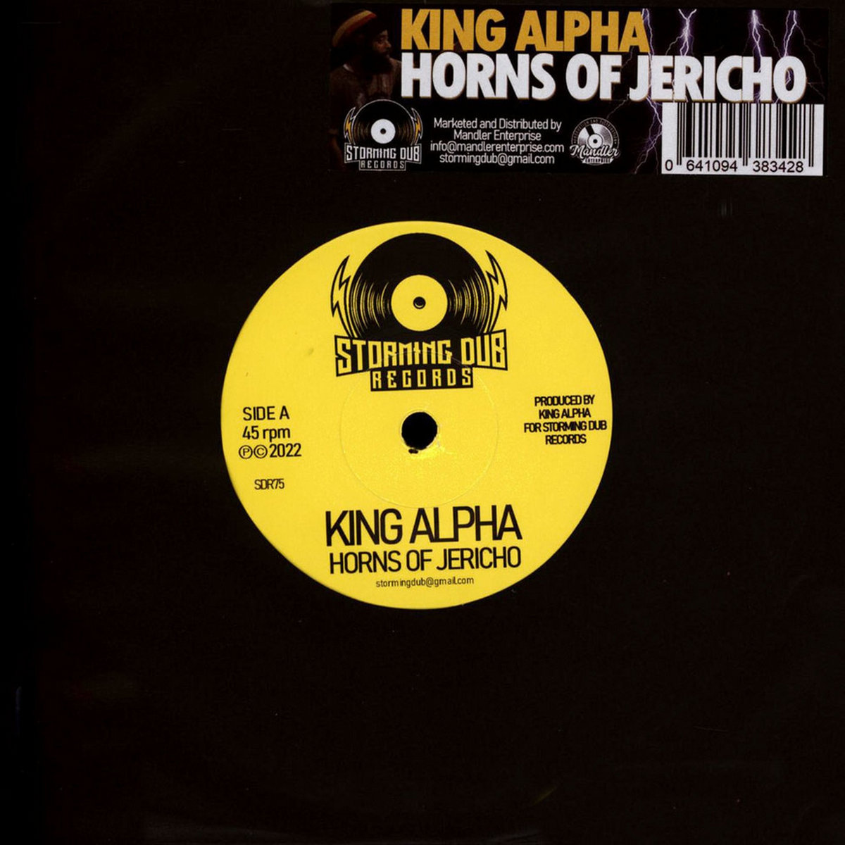 King Alpha HORNS OF JERICHO Storming Dub Records 7 inch dubwise.it