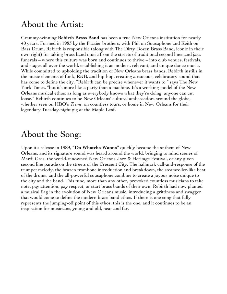 Do Whatcha Wanna Sheet Music (Score/Parts PDFs) + Notation Software