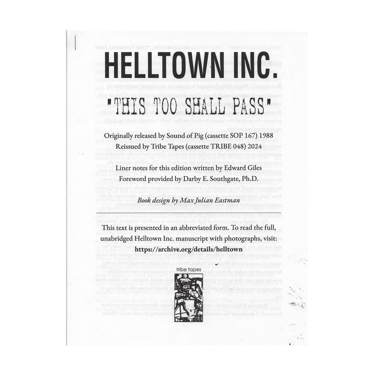 This Too Shall Pass Helltown Inc. Tribe Tapes