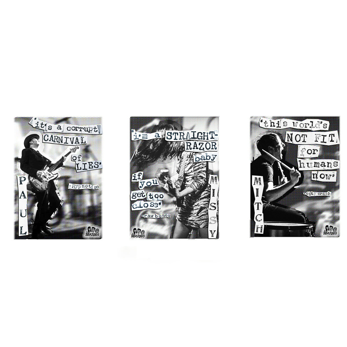 Set of three 8" x 10" Glossy Prints The Sleazoids