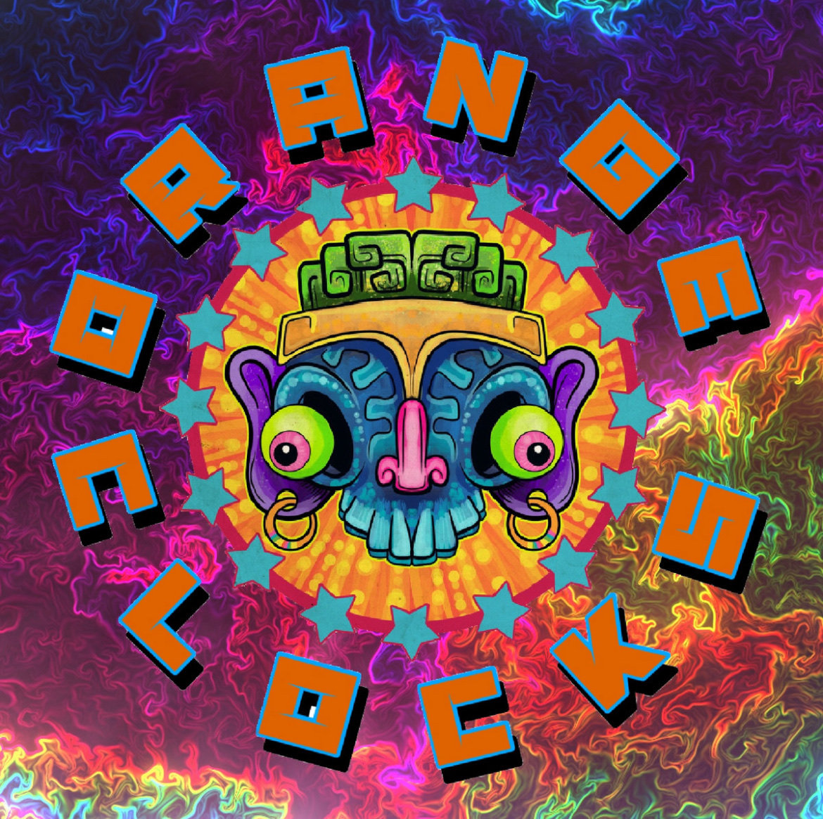 Bubblewrap Crater and the Peacock Rocket Orange Clocks