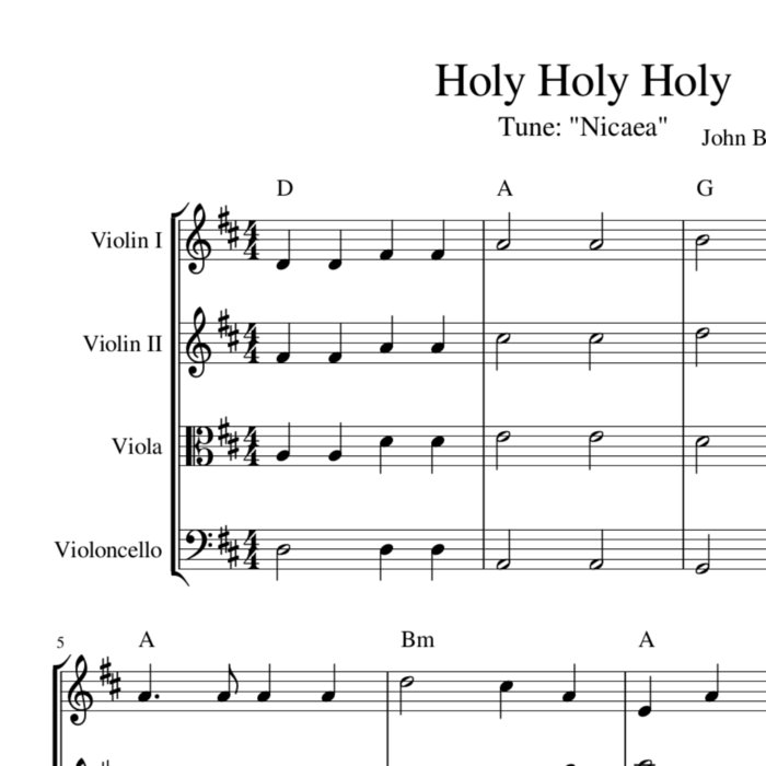 Holy, Holy, Holy string quartet, trio or duo harmony sheet music