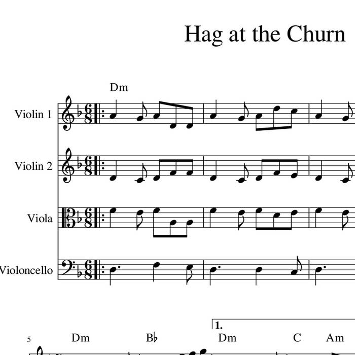 Hag at the Churn Irish string quartet, trio or duo harmony sheet