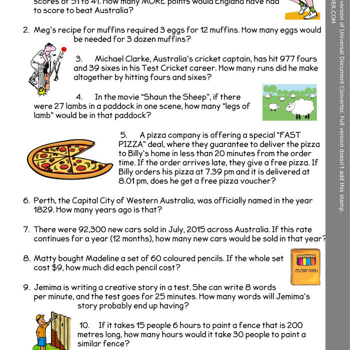 Grade 5 Homework Sheets Australia | Vanisbern | noarepcono