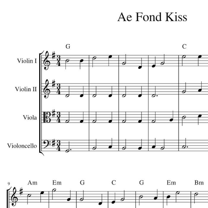 Ae Fond Kiss Harmony Sheet music Celtic Fiddle Music