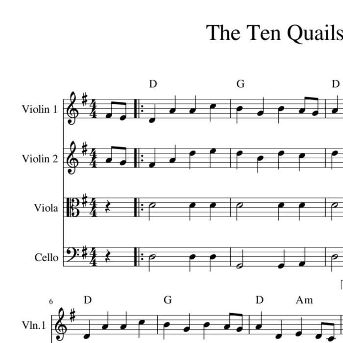 The Ten Quails easy sheet music for string quartet, trio or duet
