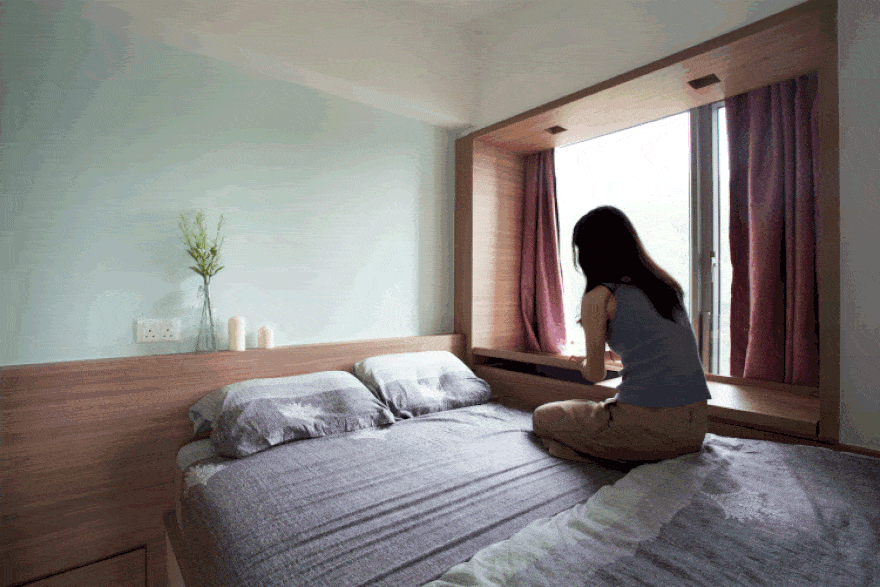 Adjustable Wooden Furniture Maximizes Small Apartment in Hong Kong