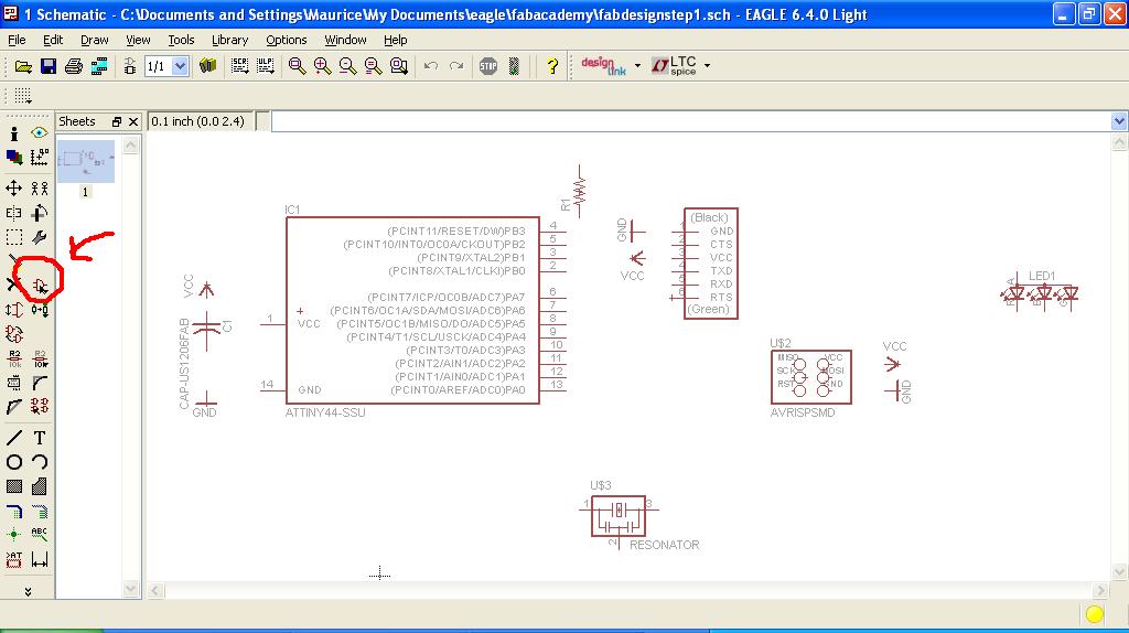 The next step was to the power (VCC and GND) to the all the components