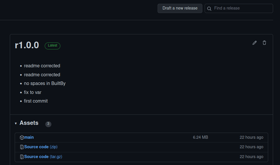 Github automated Github release of GoLang binary using Github Actions