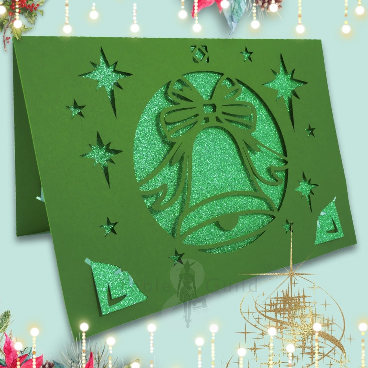 Best Festive 3D Bell Christmas Card SVG File Fable & Guild
