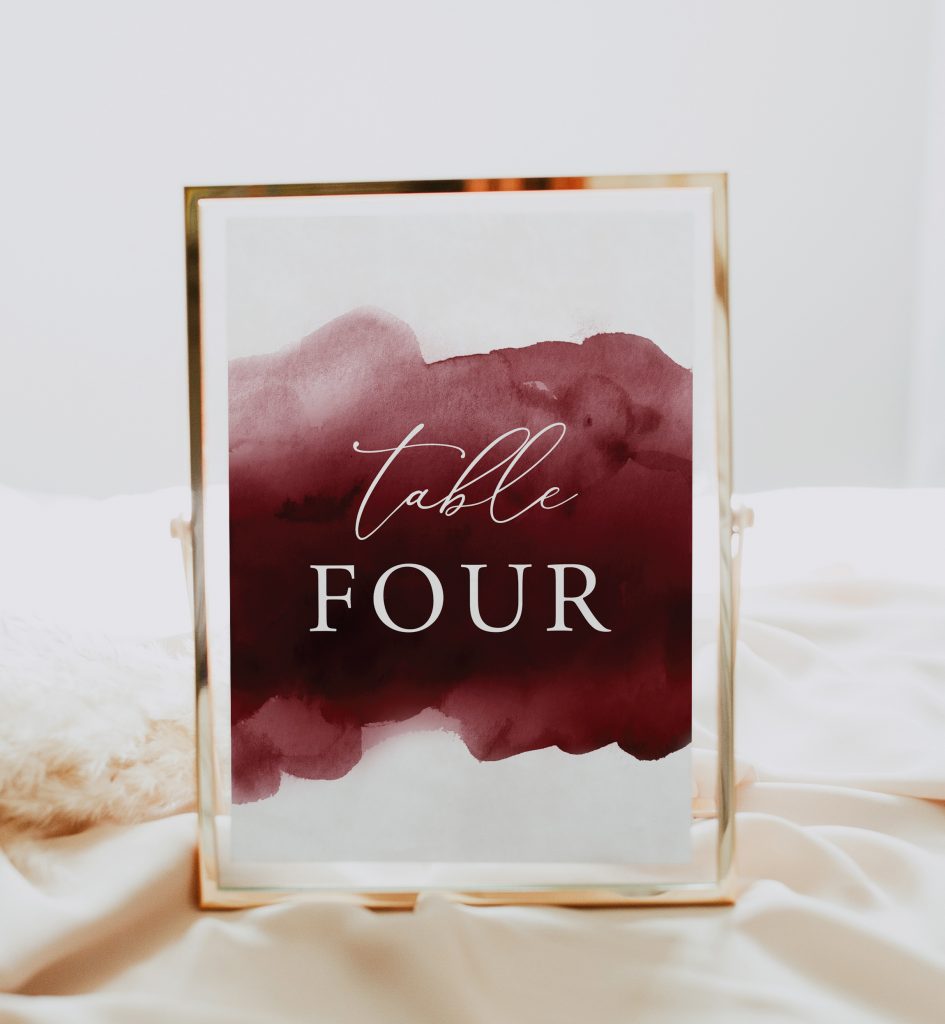 Carmine Table Numbers Fabled Papery