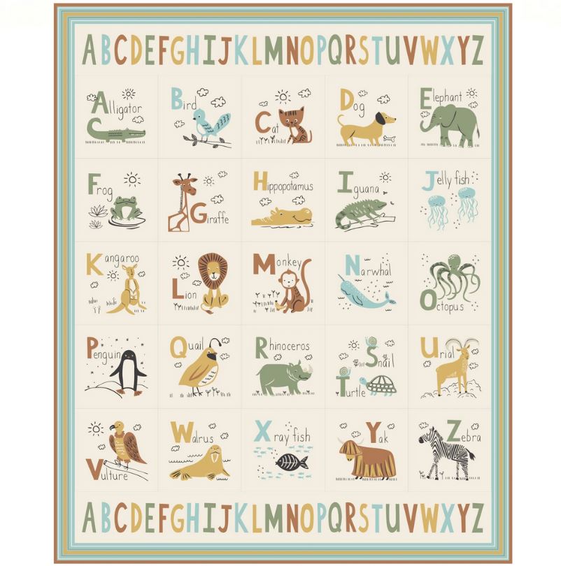 ABC xyz Animal Alphabet Panel 2081111 Moda Fabric Patchwork Fabric
