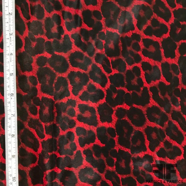 Leopard Print Hairon Calf Skin Red/Black Fabrics & Fabrics