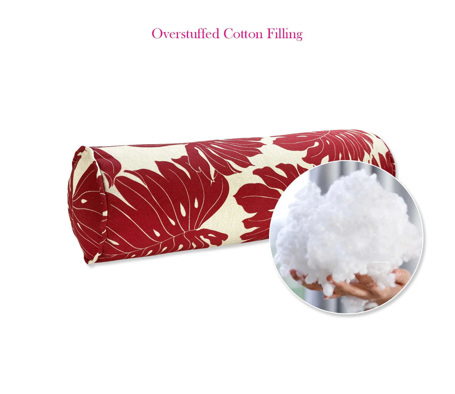 Outdoor Bolster Pillows Set of 2 Red 20x6 Inch Patio Neck Roll Pillows Fabritones