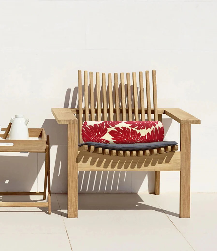 Outdoor Bolster Pillows Set of 2 Red 20x6 Inch Patio Neck Roll Pillows Fabritones