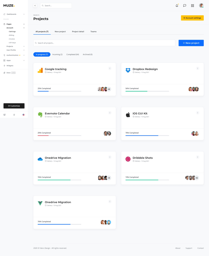 Muze Bootstrap 5 HTML Admin Dashboard Template Fabrx Design