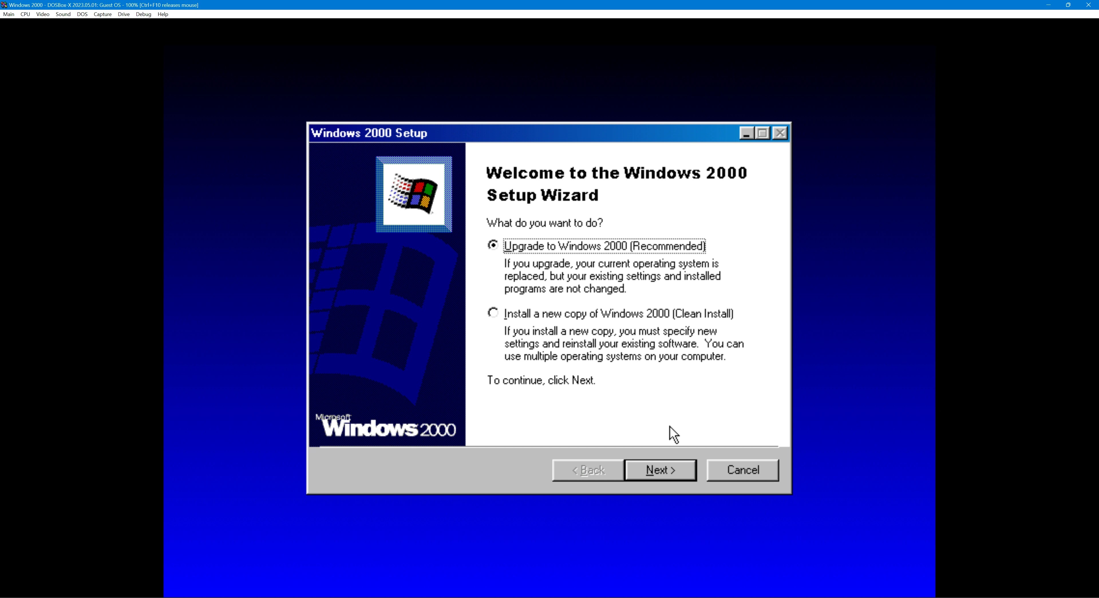Breaking the limits Installing Windows 2000 in DOSBoxX