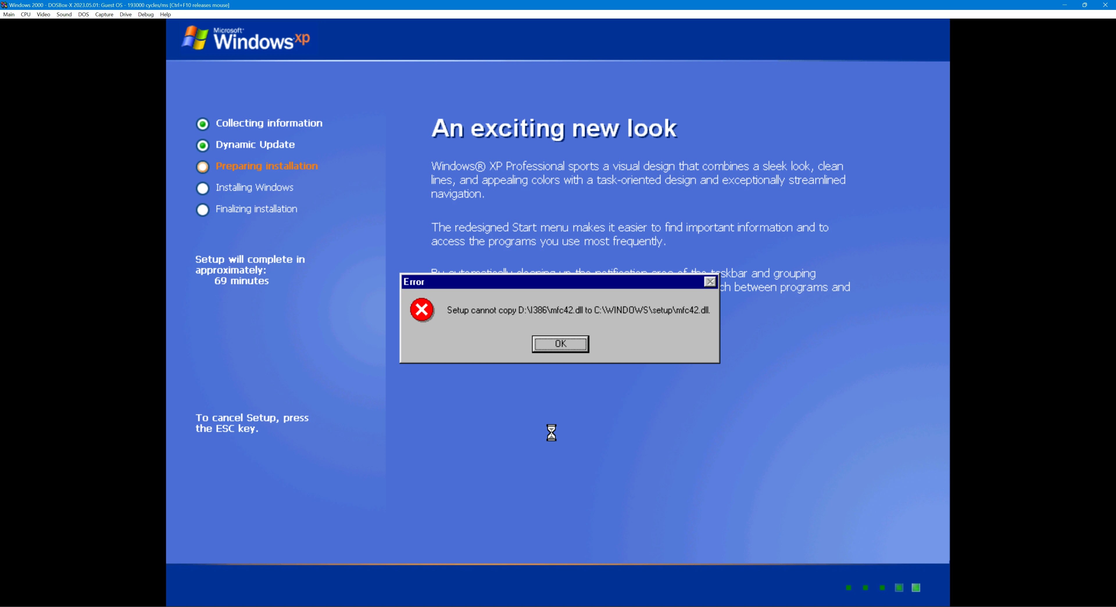 Smashing the limits Installing Windows XP in DOSBoxX
