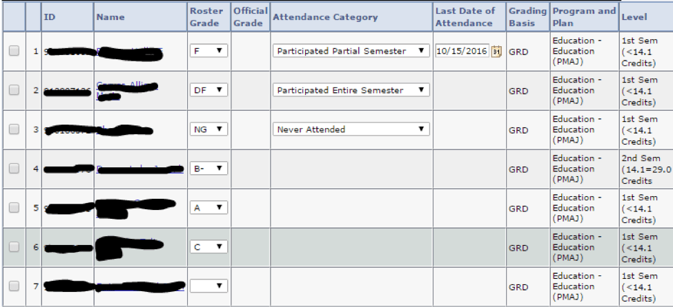 Attendance Requirements when Grading in LionPATH Faculty Development
