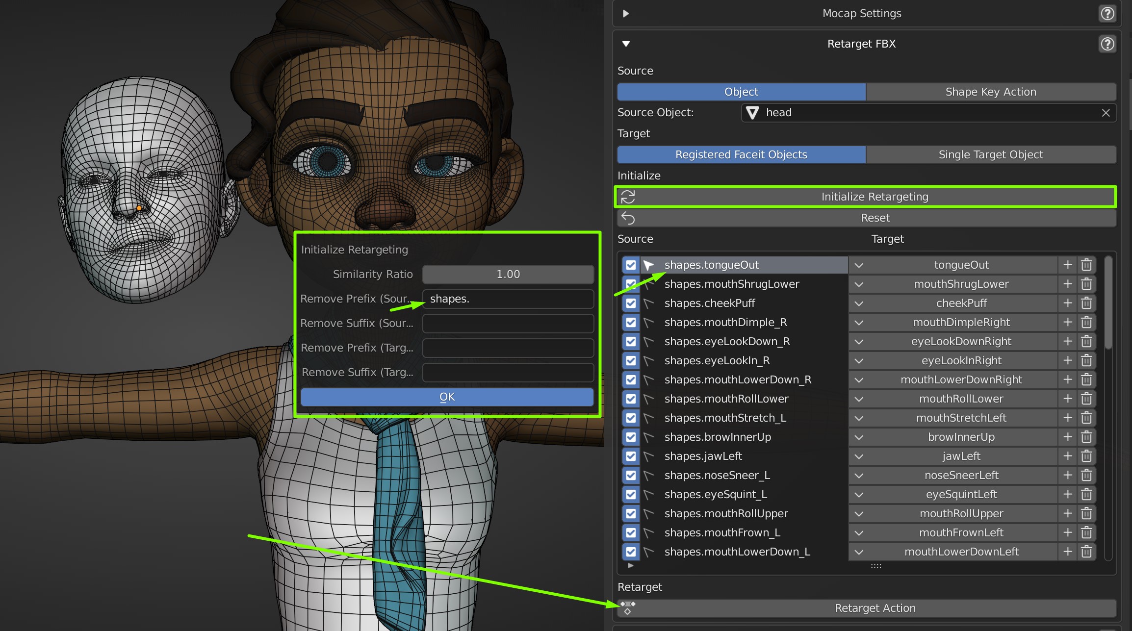 FBX Retargeting Faceit Documentation