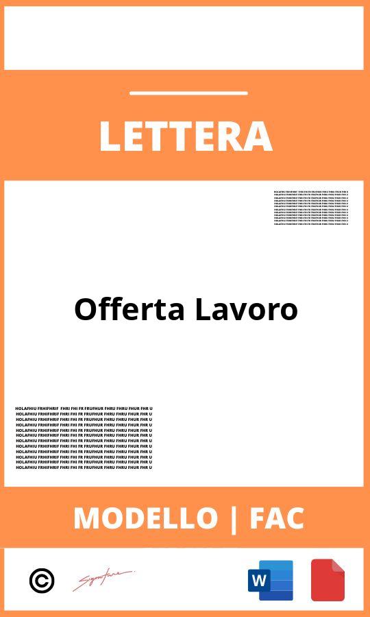 Lettera Di Offerta Lavoro Fac Simile