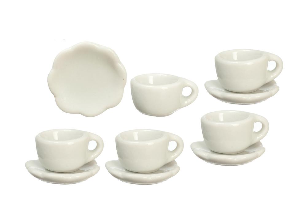 112 1" Scale Dollhouse Miniature Victorian Cups and Saucers Set