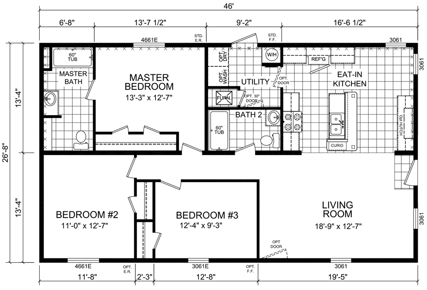 Marshall 28 X 46 1226 sqft Mobile Home Factory Expo Home Centers