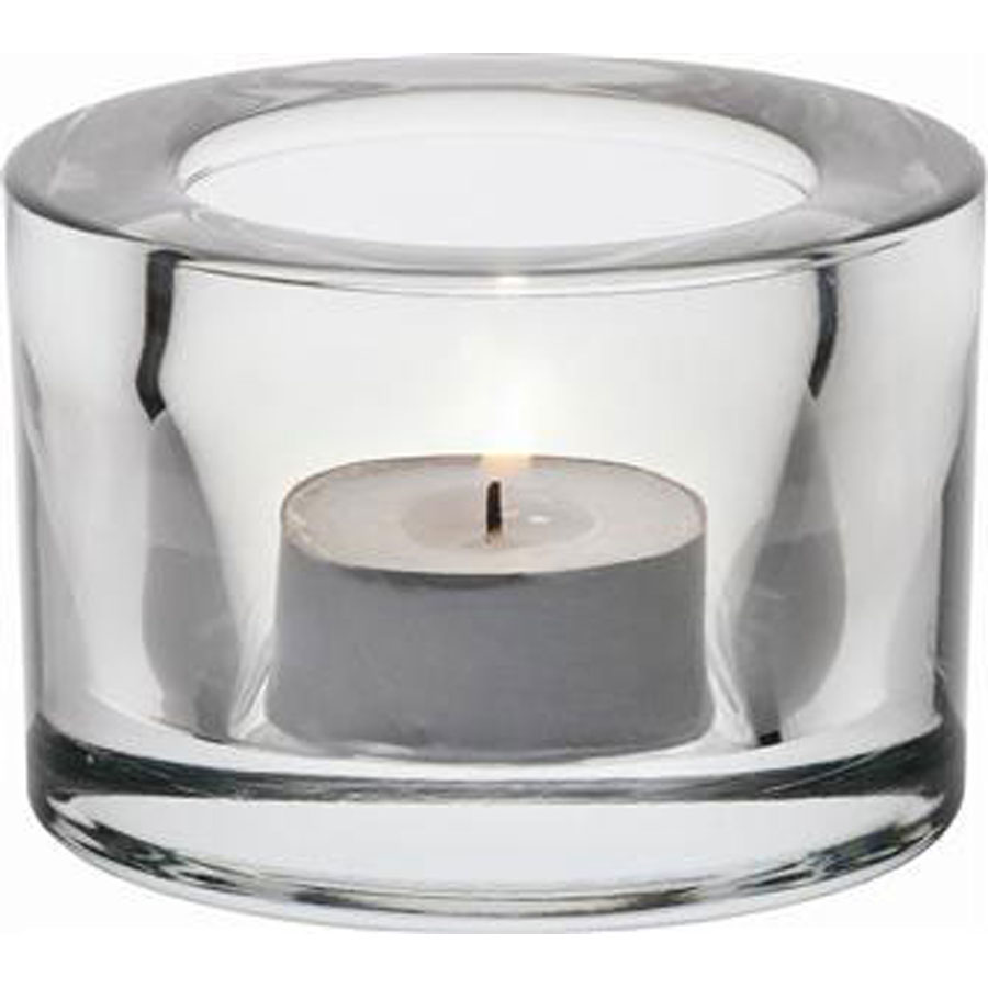 Heavy Base Tealight Holder Clear Glass 8cm Catering Supplies UK