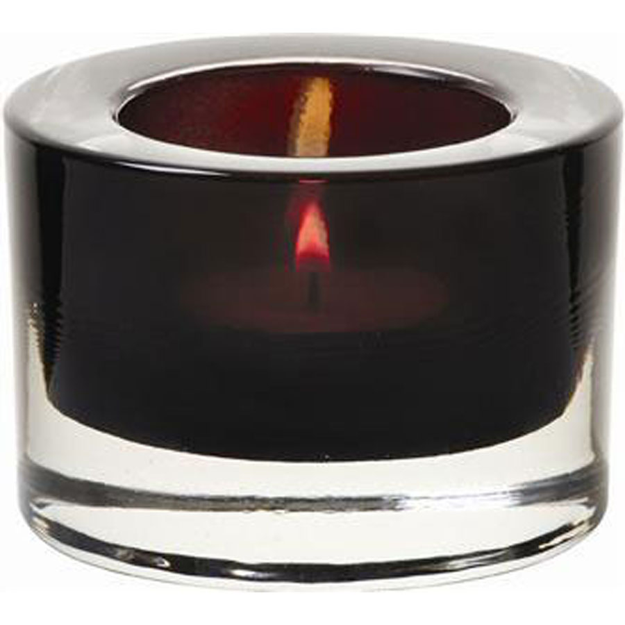 Heavy Base Tealight Holder Black Glass 8cm Catering Supplies UK