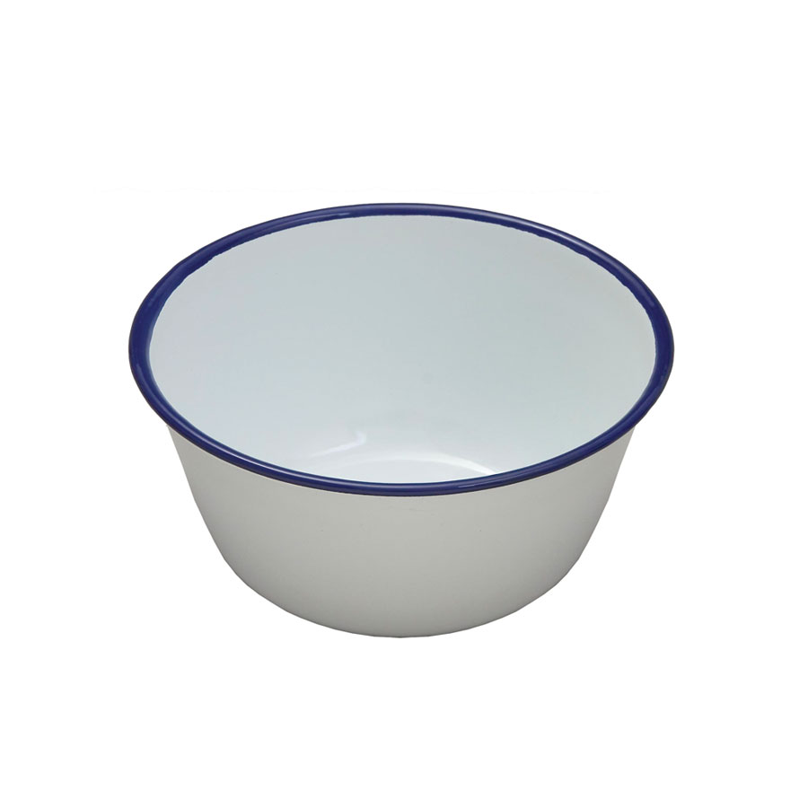 Round Pudding Basin White Enamel On Steel 14cm Catering Supplies UK
