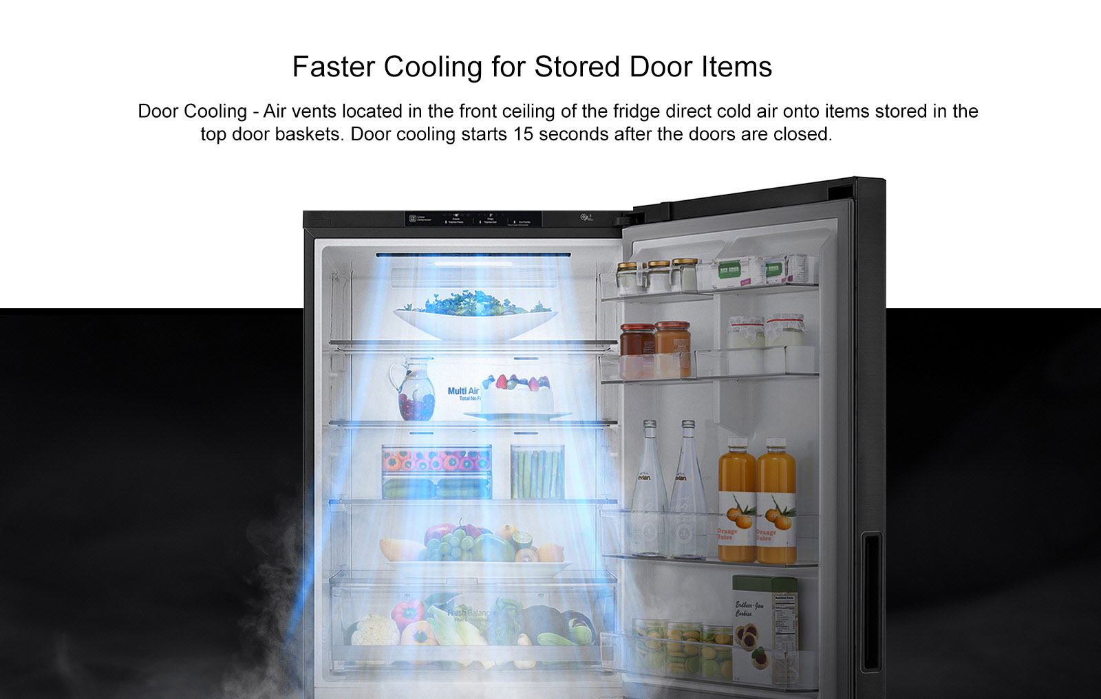 LG GB455BTL 454L Black Steel Bottom Mount Fridge w/Door Cooling