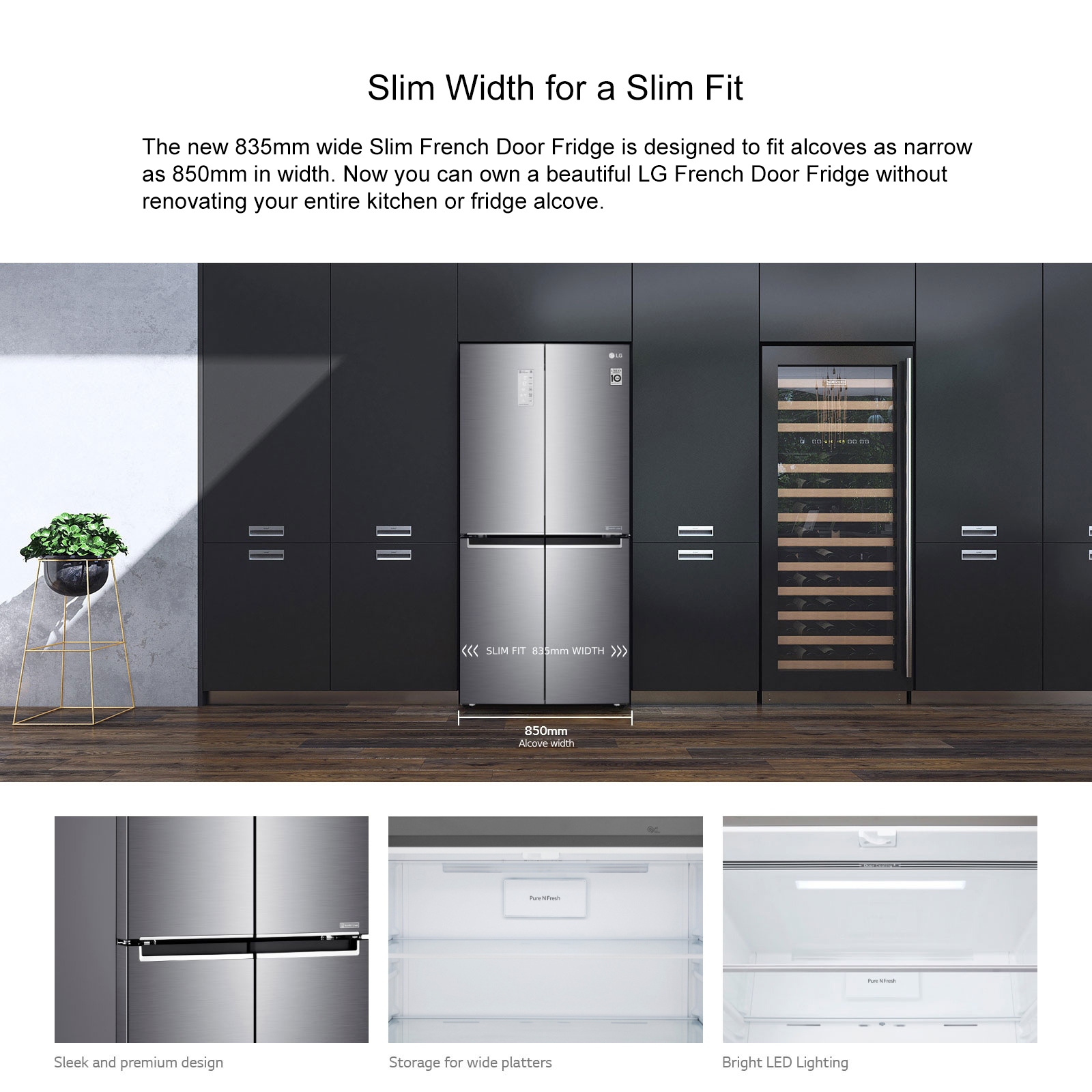 LG GFB590PL 530L Stainless Slim French Door Refrigerator Factory