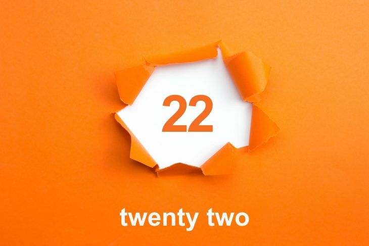 Number 22 - Number written text twenty two