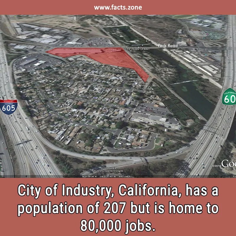 City of Industry, California, has a population of • Facts Zone
