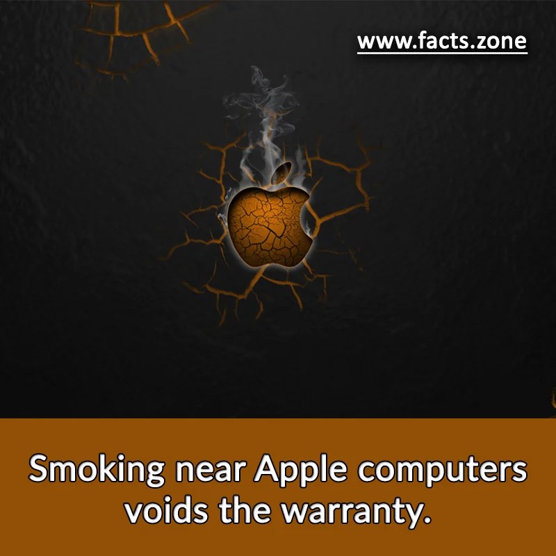Smoking near Apple computers voids the warranty... • Facts Zone