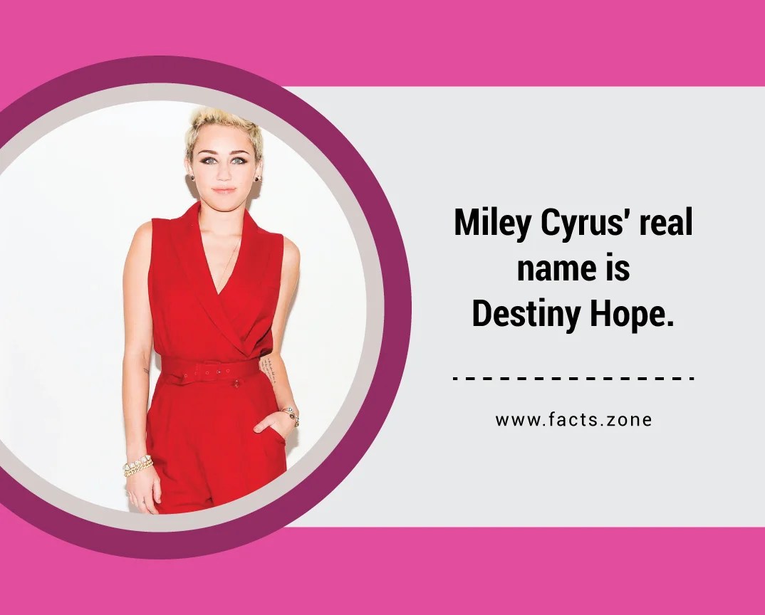 Facts Zone Miley Cyrus’ real name is Destiny Hope