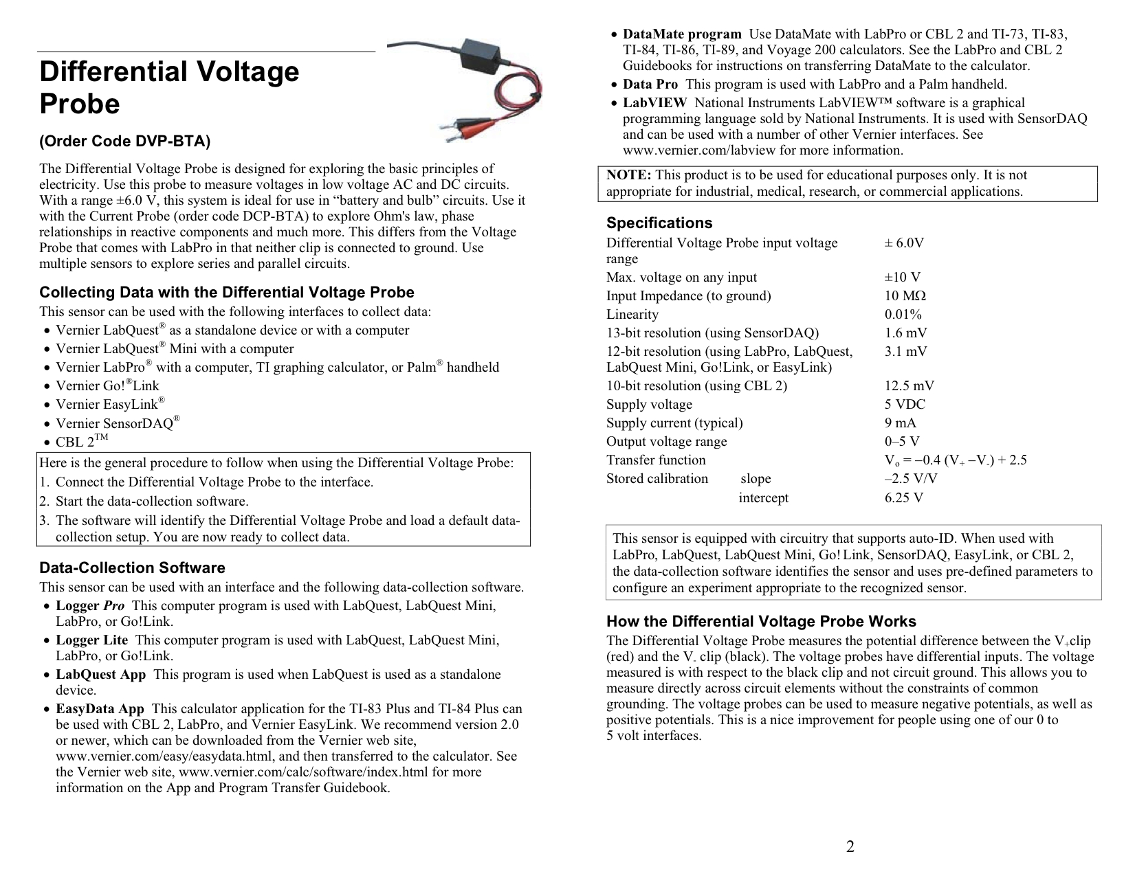 Voltage Probe PHYS 1400 PHYSICAL SCIENCE LAB LIBRARY Nancy Jo Getson