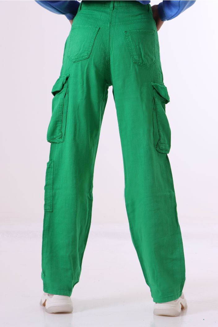 High Waist Cargo Pants Green