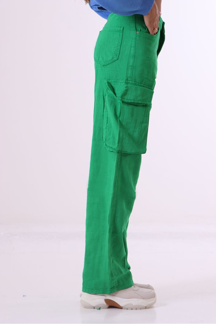 High Waist Cargo Pants Green