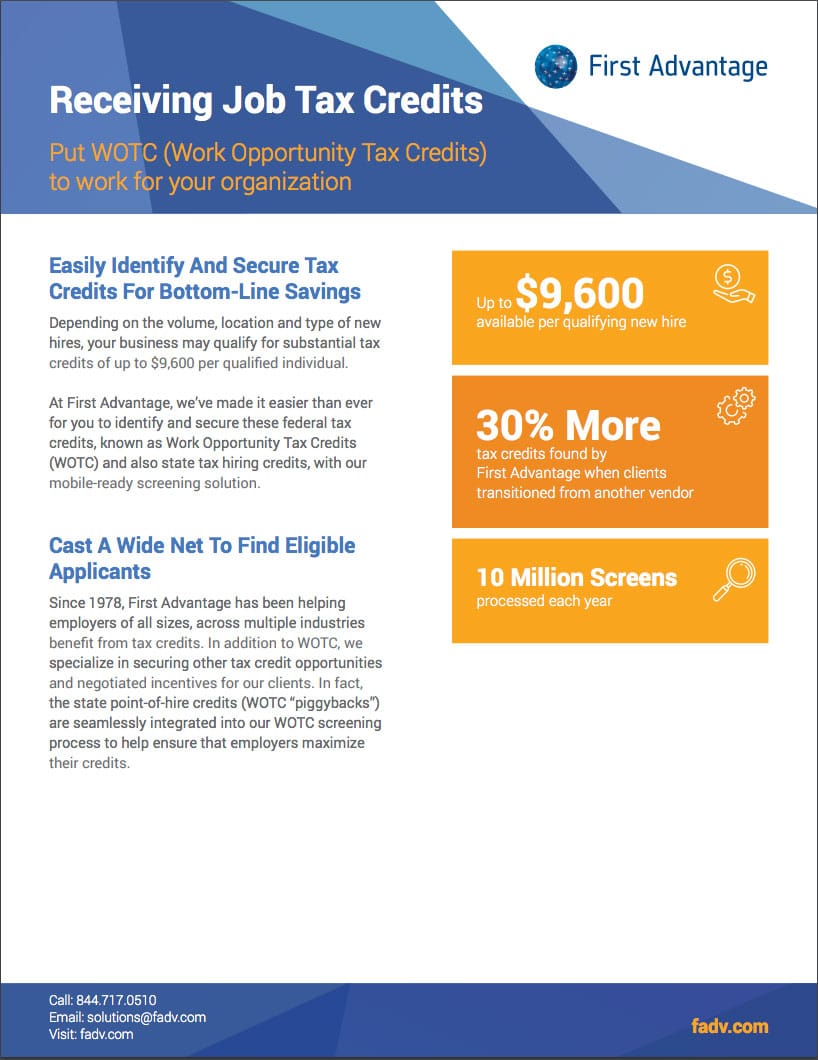 Work Opportunity Tax Credit First Advantage