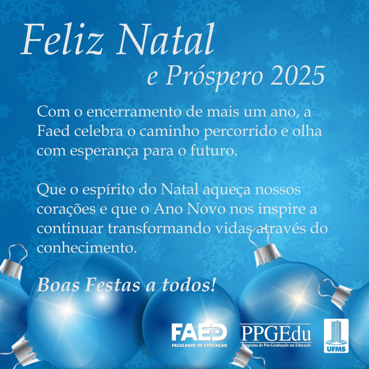 Feliz Natal e Próspero 2025! Faculdade de Educação