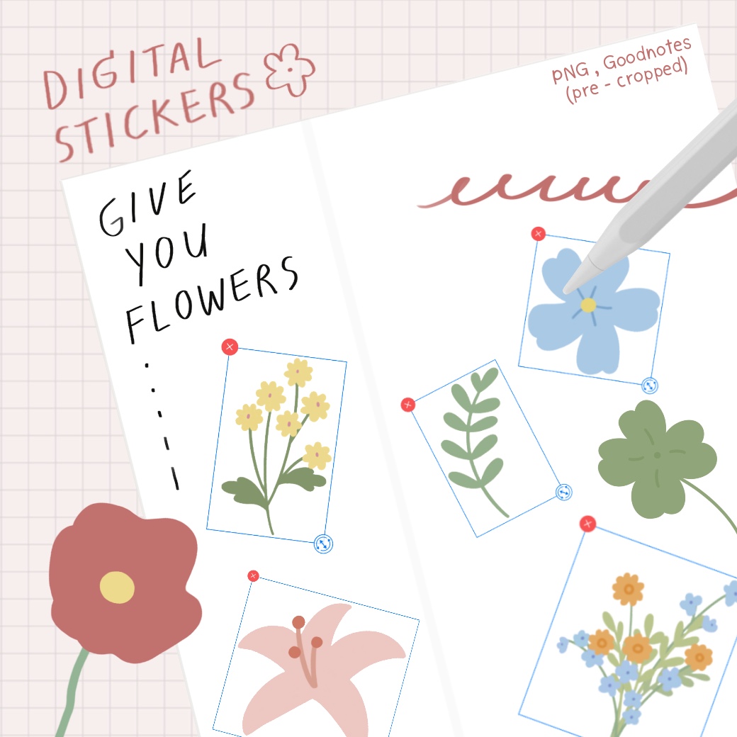 CHAGACHER GOODNOTES DIGITAL STICKER (GIVE YOU FLOWERS) Fahfahsworld