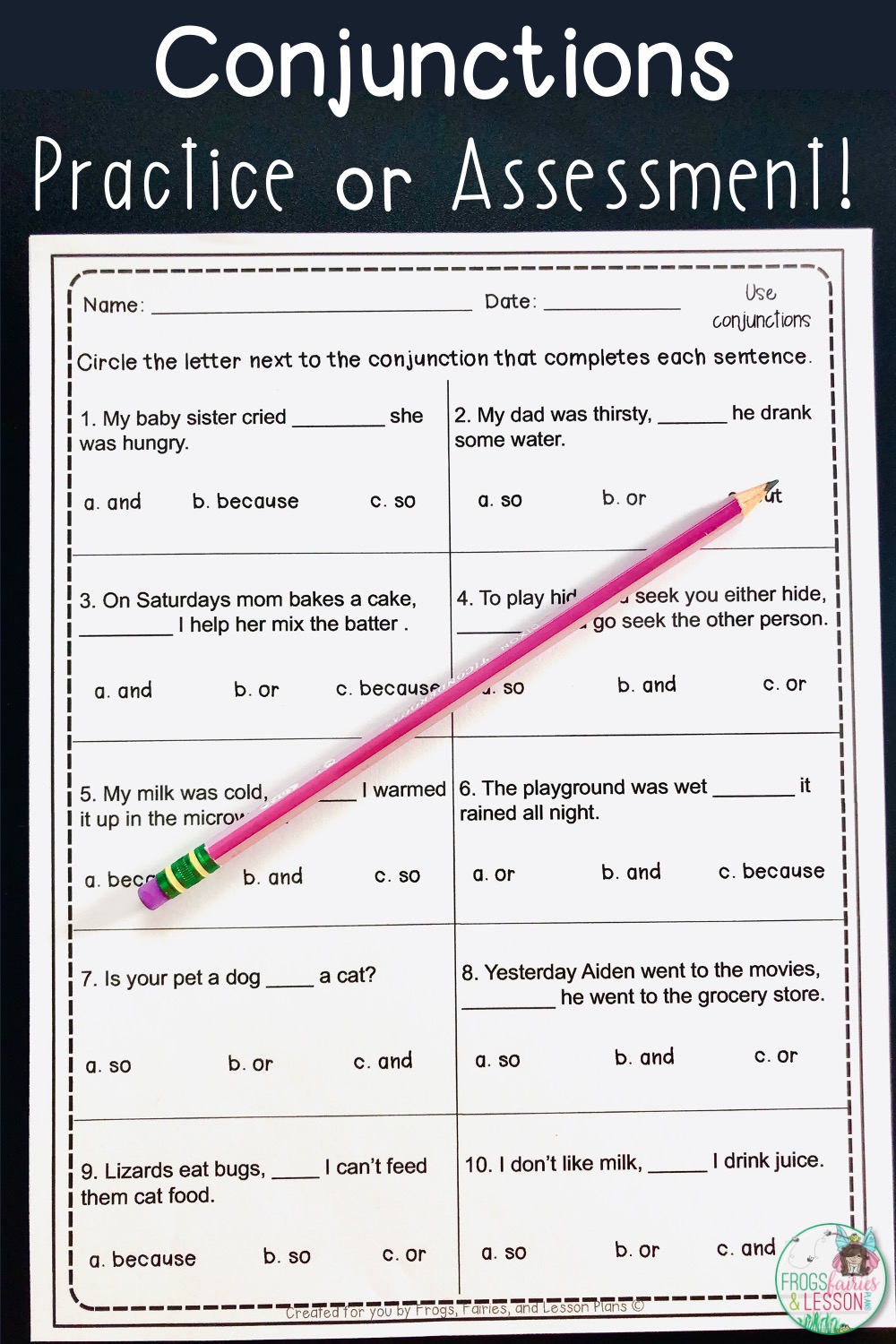 Teaching Conjunctions in First Grade Fabulous Charts, and Activities