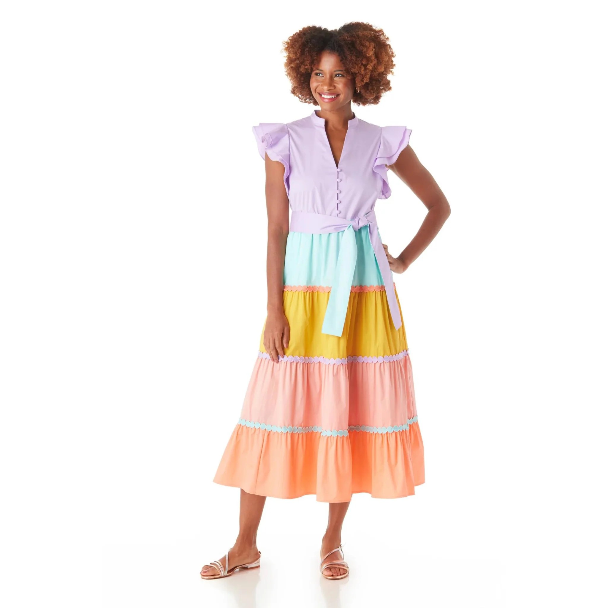 Kemble Dress in Sherbet Colorblock Fairley Fancy