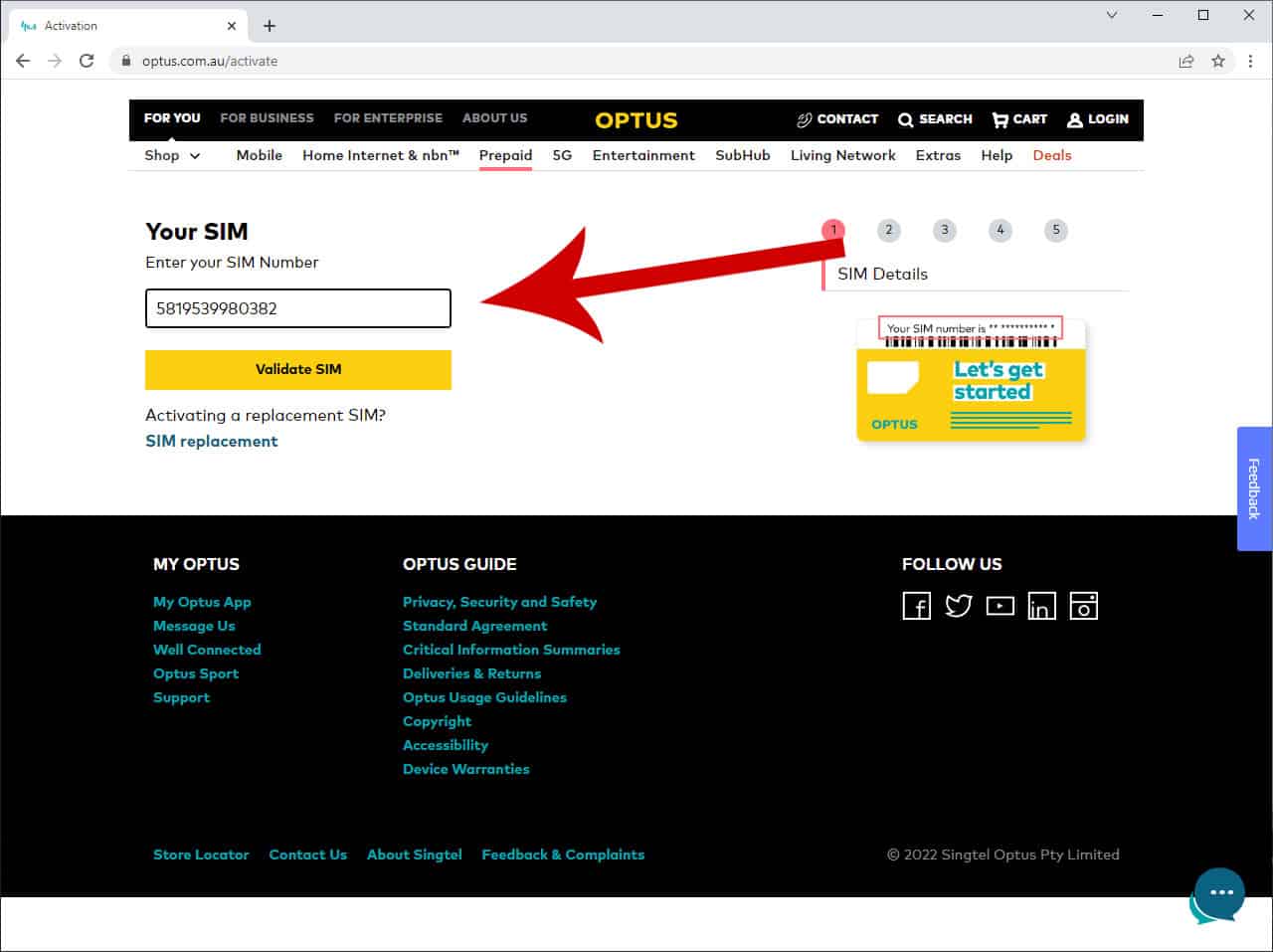 Activate Optus SIM Card FairScan