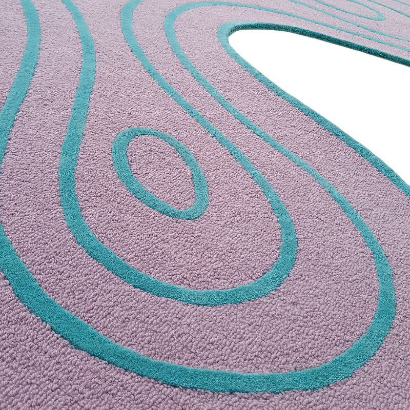 Quiver Rug Hand Tufted Curved Shaped Rug Cut Loop Pile