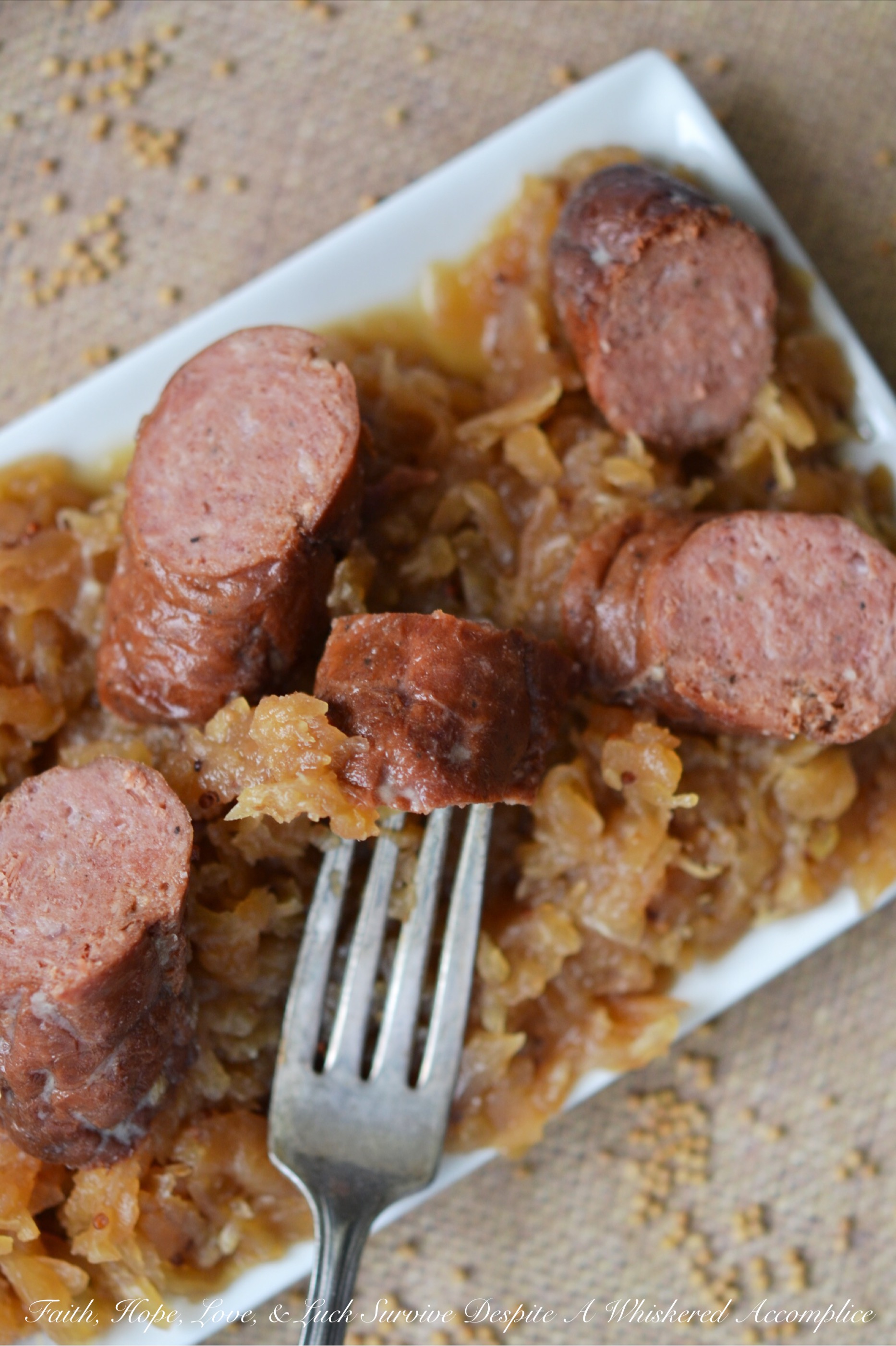 Crockpot German Sauerkraut with Brats