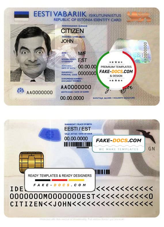 Estonia ID Card Psd Template V1 Fake Docs