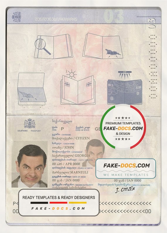 Passport psd template Fake Docs