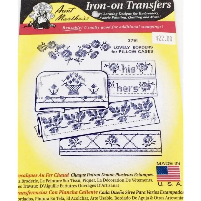 Lovely Borders for Pillow Cases Embroidery IronOn Transfer Pattern